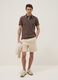 Brown pure cotton polo shirt with classic collar_1