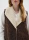 Brown regular fit gilet with zip_3