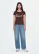 Brown cotton T-shirt with front graphic print and contrast trims_1
