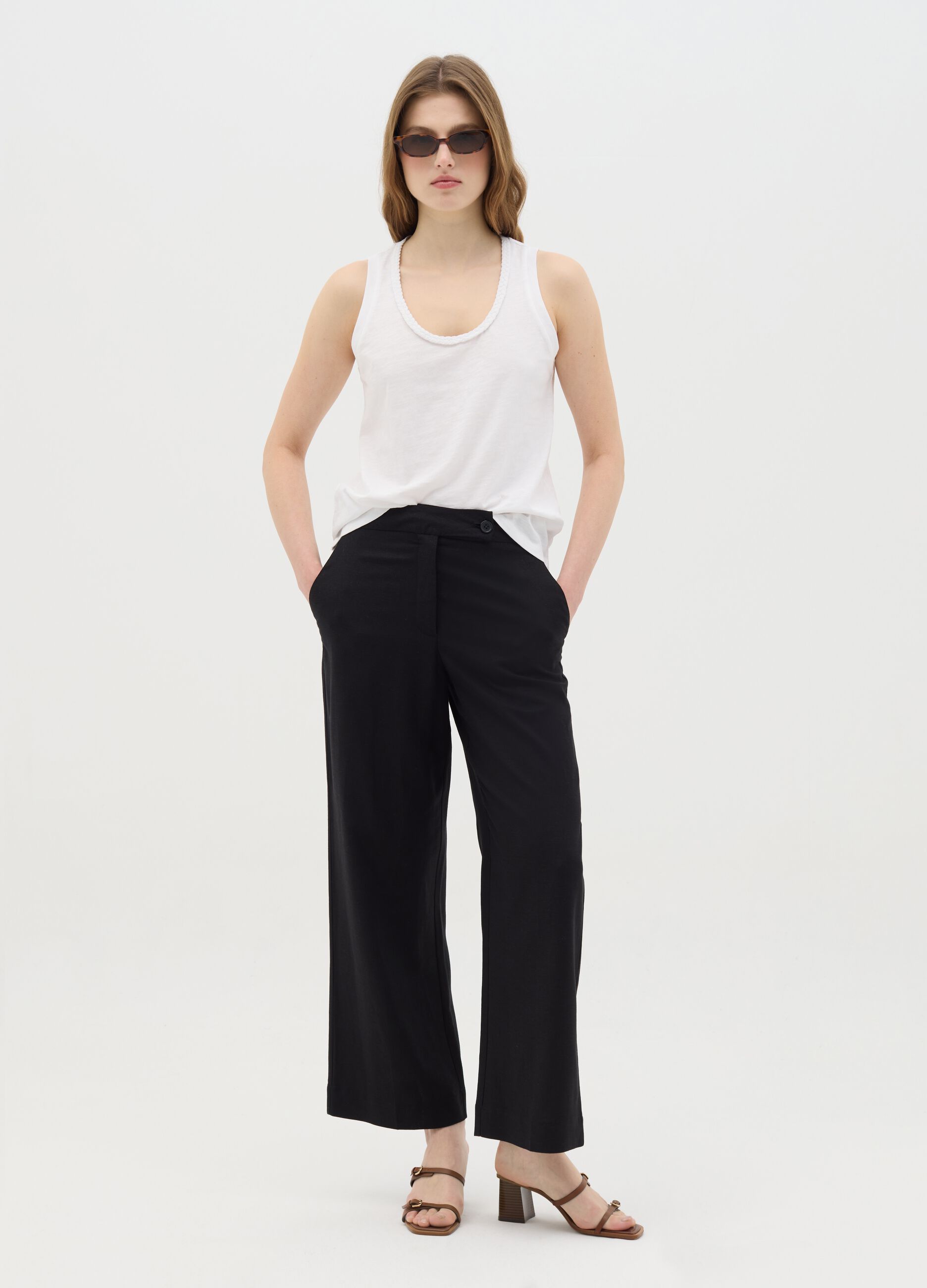 Canotta da donna in puro cotone bianca regular fit