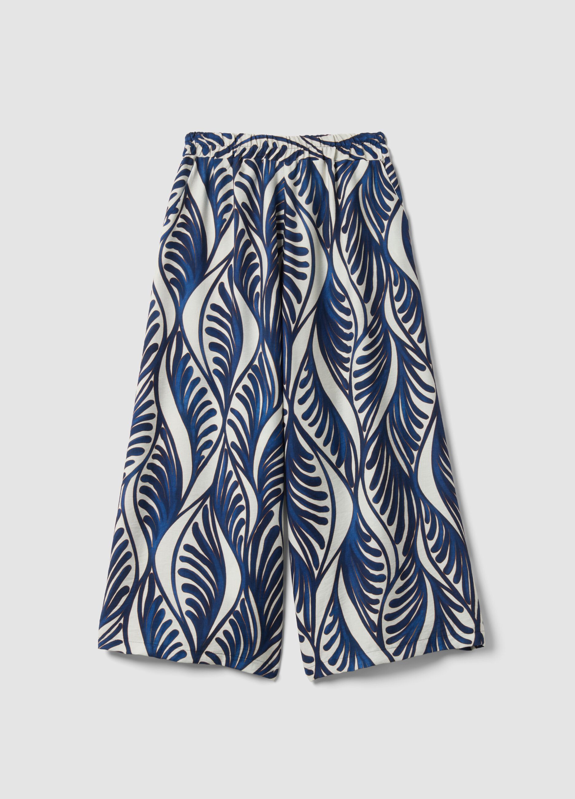 Pantaloni palazzo blu in misto viscosa