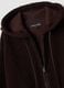 Dark brown sherpa hoodie sweatshirt with crew neck_1