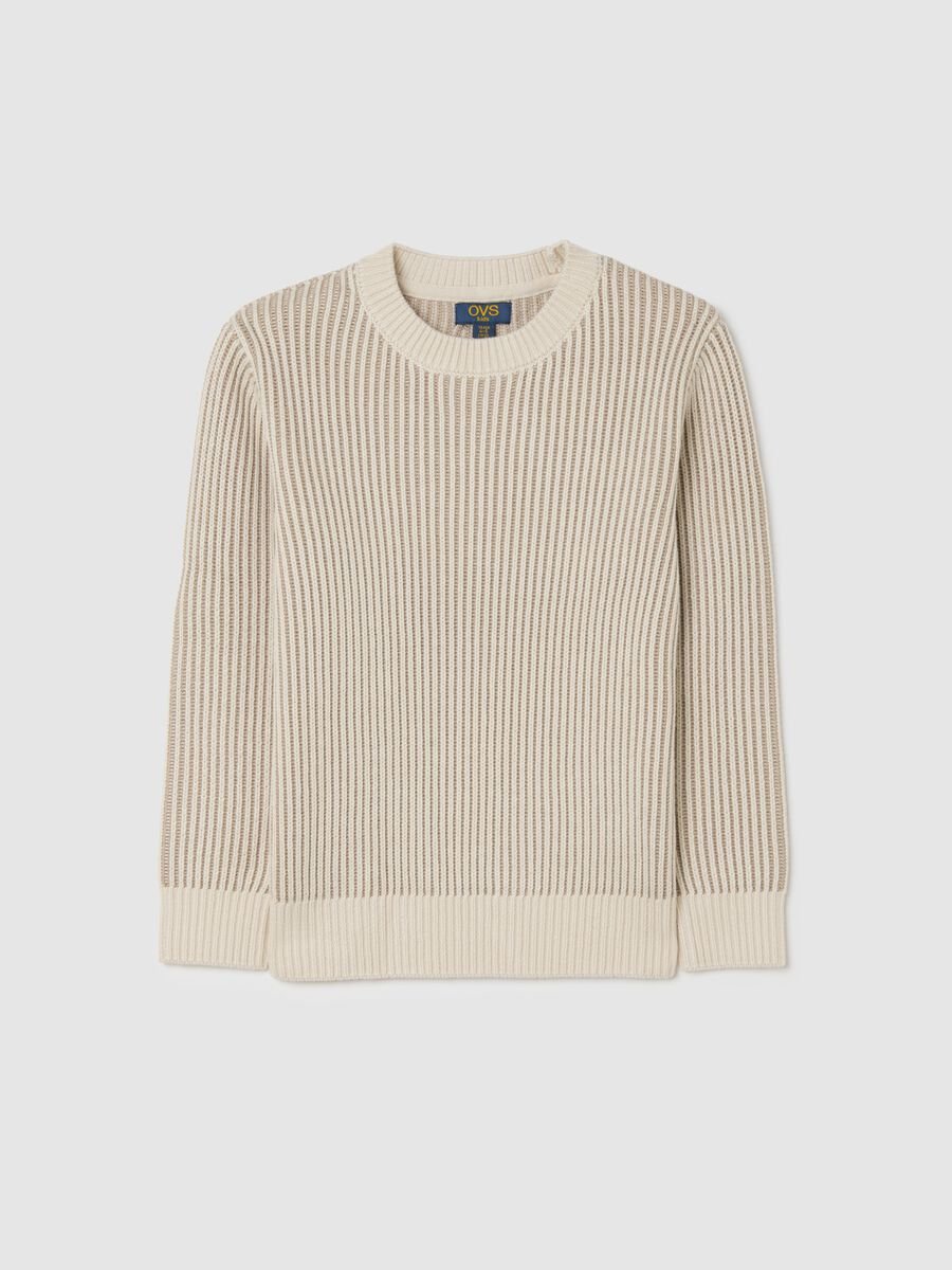 Beige Knitted Pullover_0
