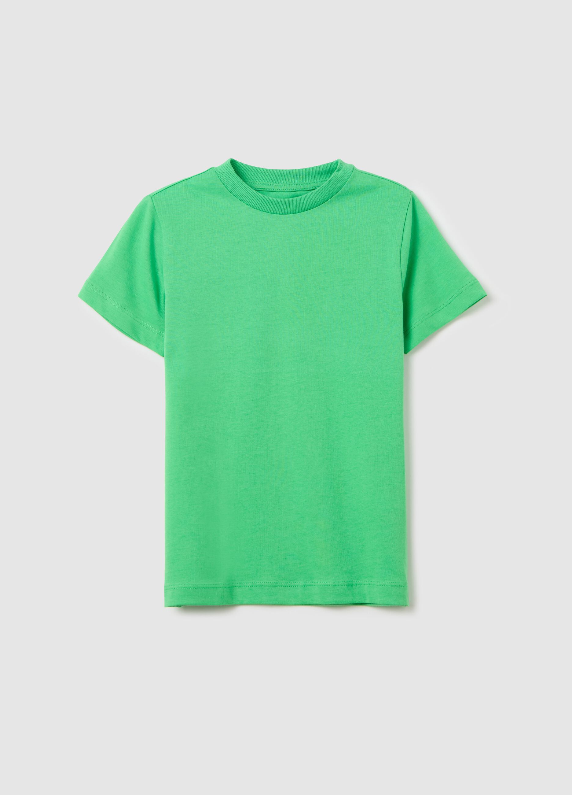 T-shirt verde in cotone con scollo rotondo