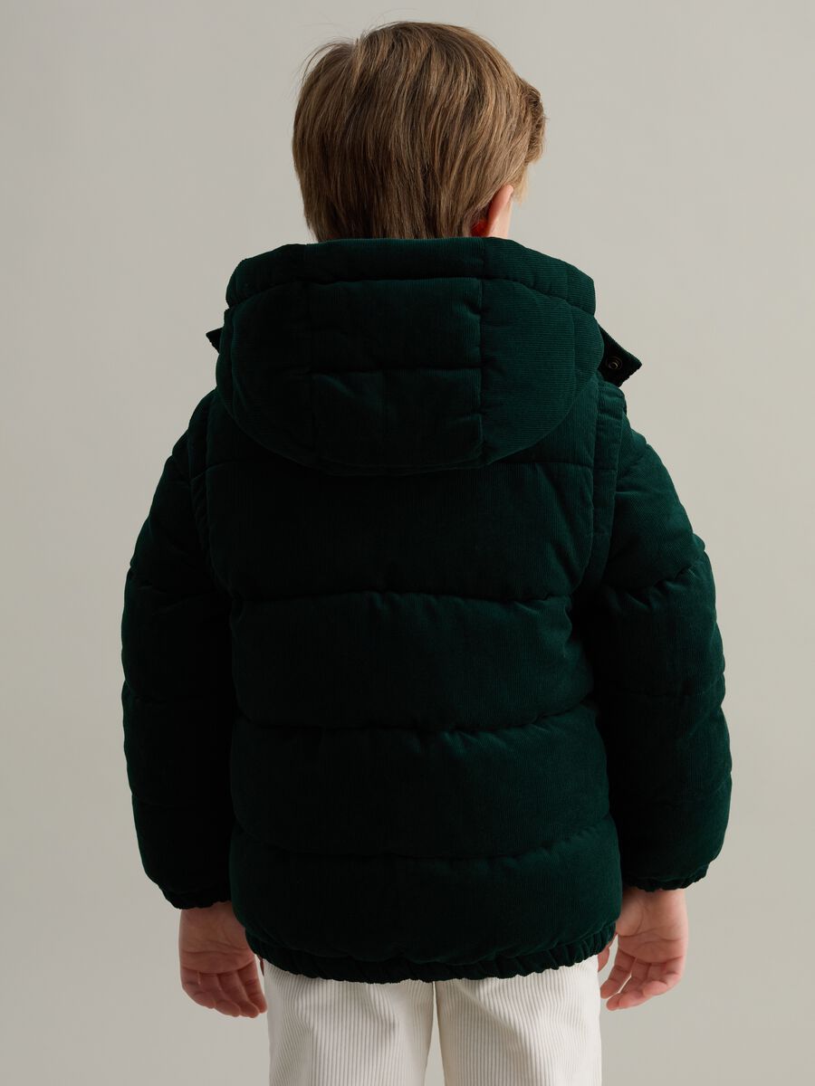 Velvet down jacket with hood_1
