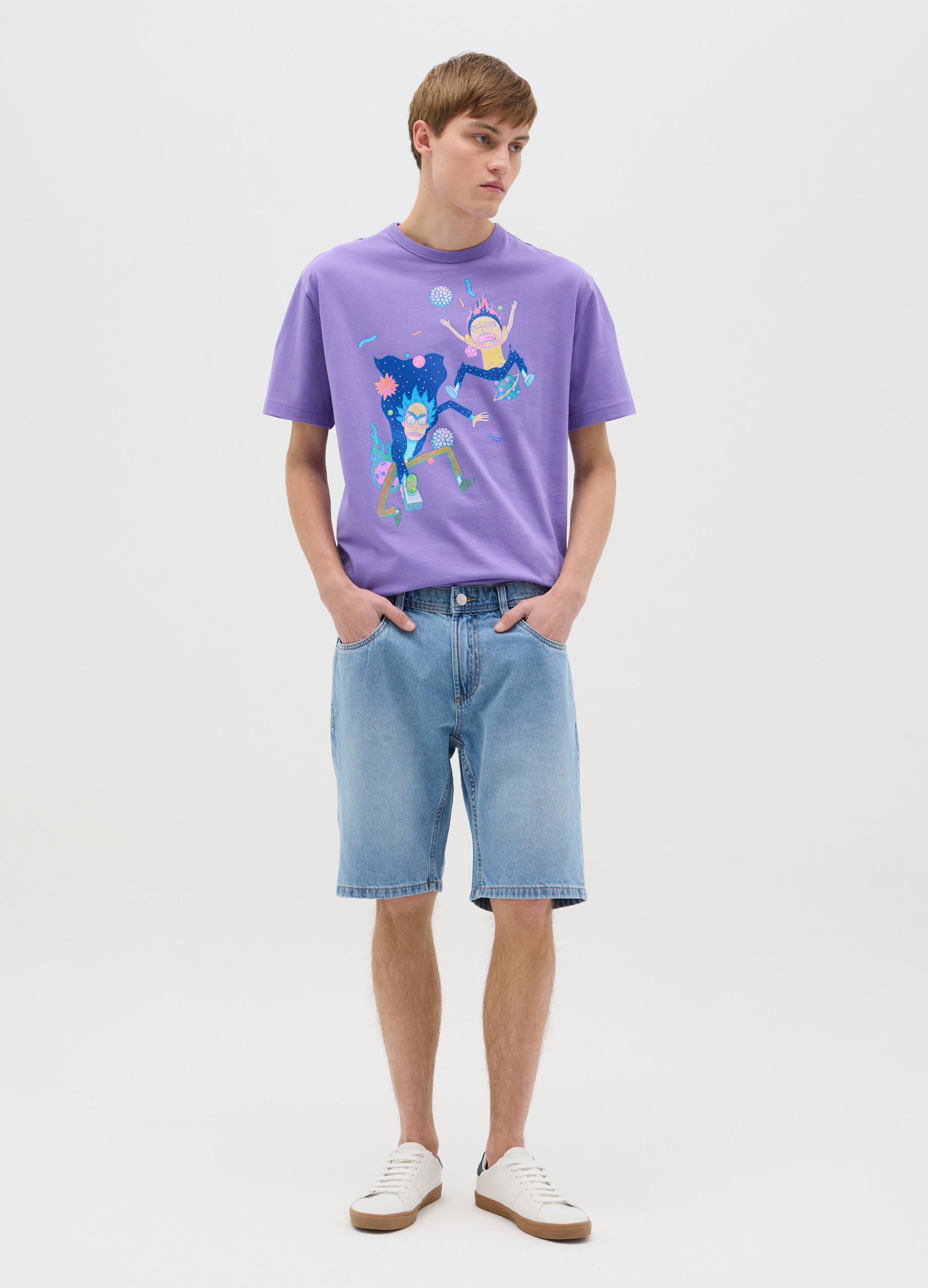 Purple T-shirt with Rick and Morty print