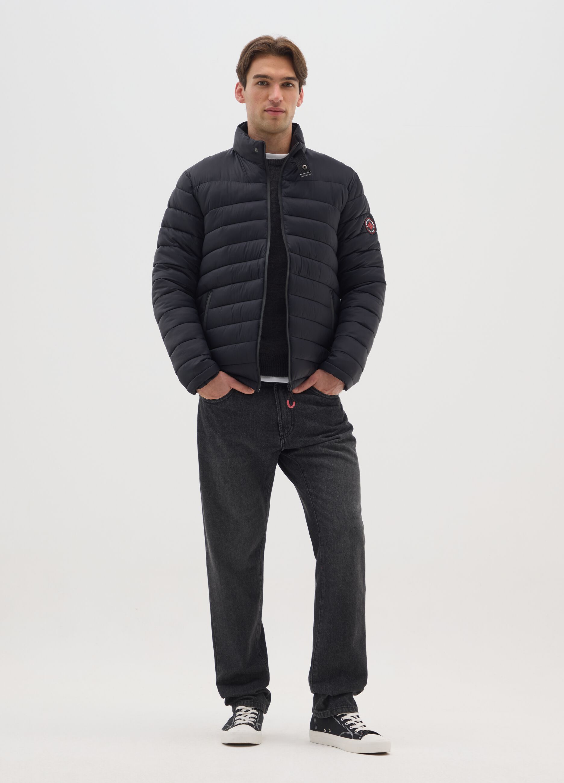 Black Padded Jacket with Zip