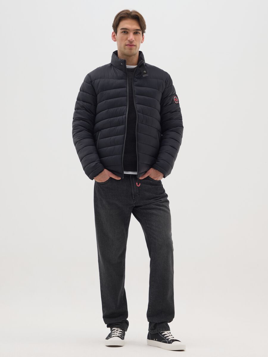 Black Padded Jacket with Zip_1