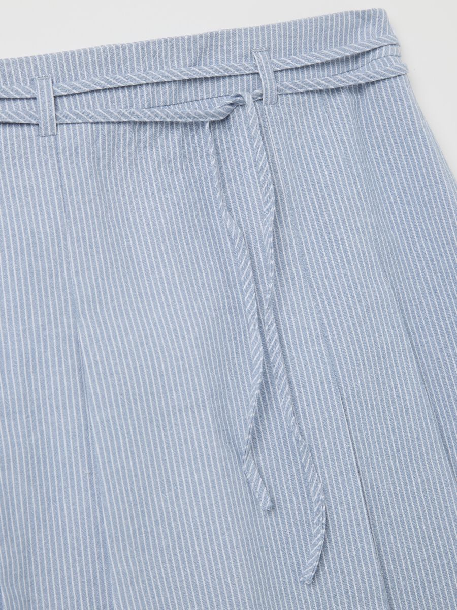 White and light blue miniskirt in striped cotton_5
