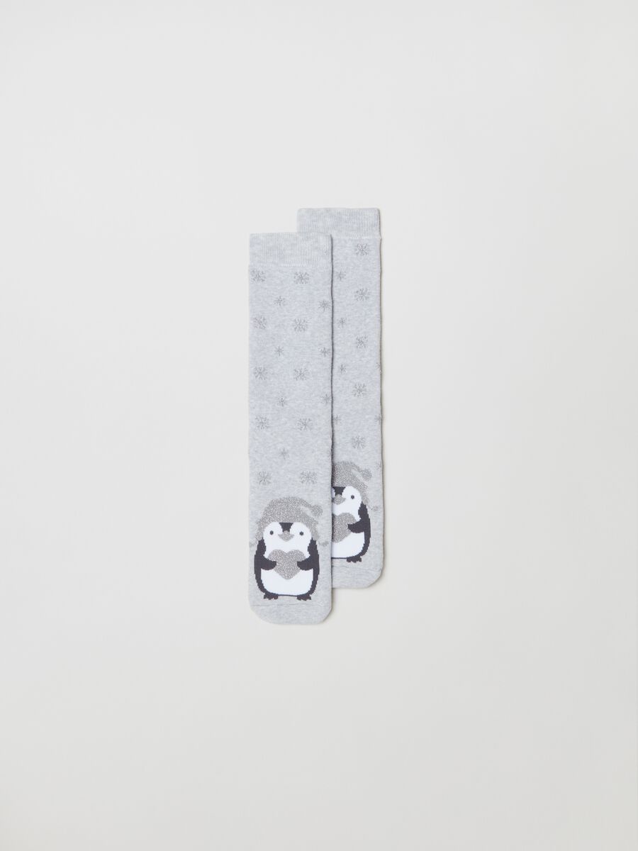 Calze antiscivolo con lurex e pinguino_0
