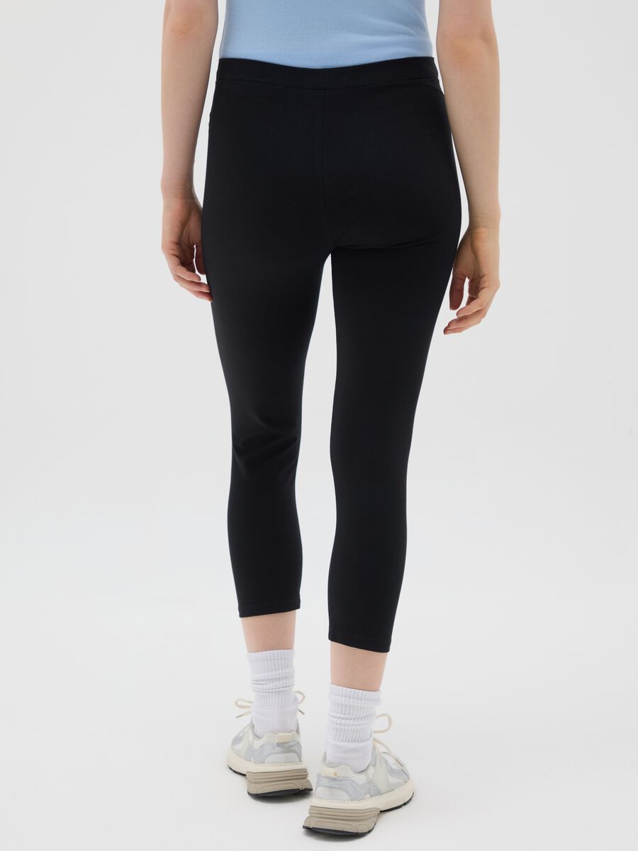 Women's black stretch cotton leggings regular fit_2