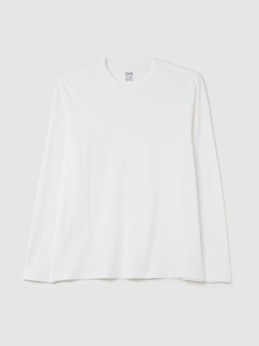 T-shirt with round neck and long sleeves in cotton_4