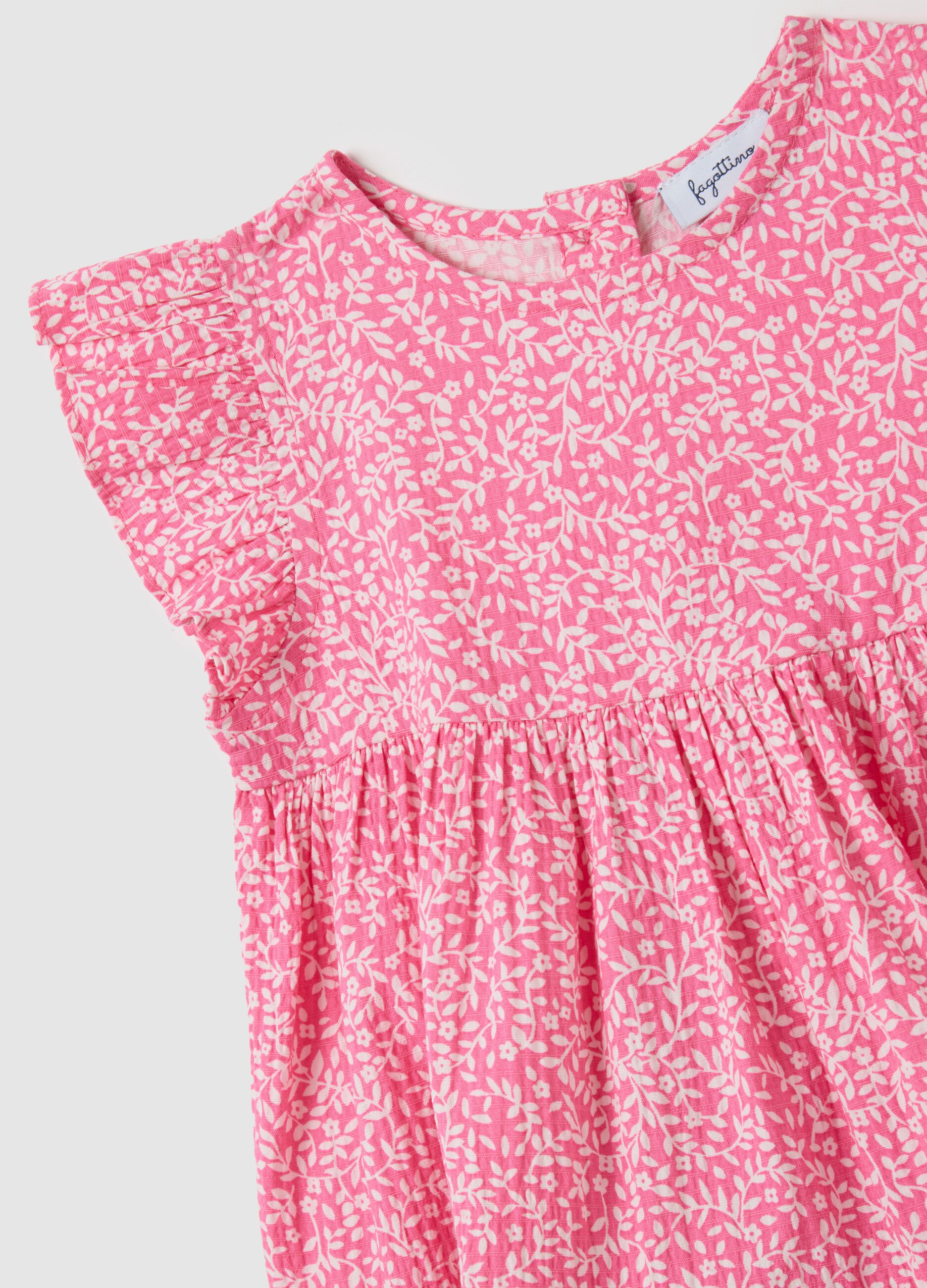 Pink regular fit cotton blend girl's dress