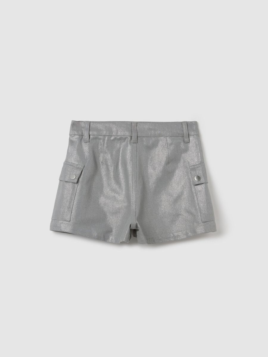 Shorts da ragazza in puro cotone grigio regular fit_4