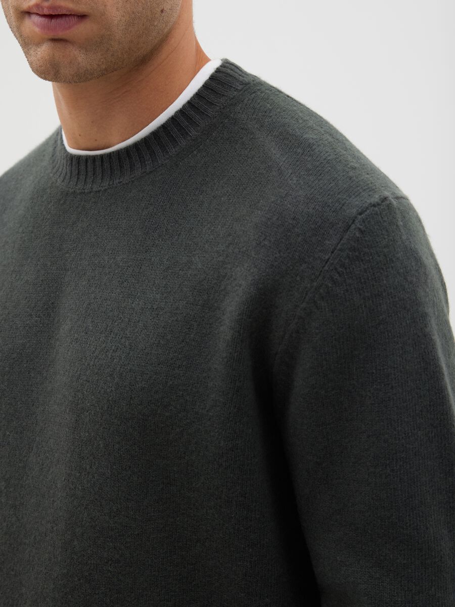 Maglione grigio blu in misto lana regular fit_3