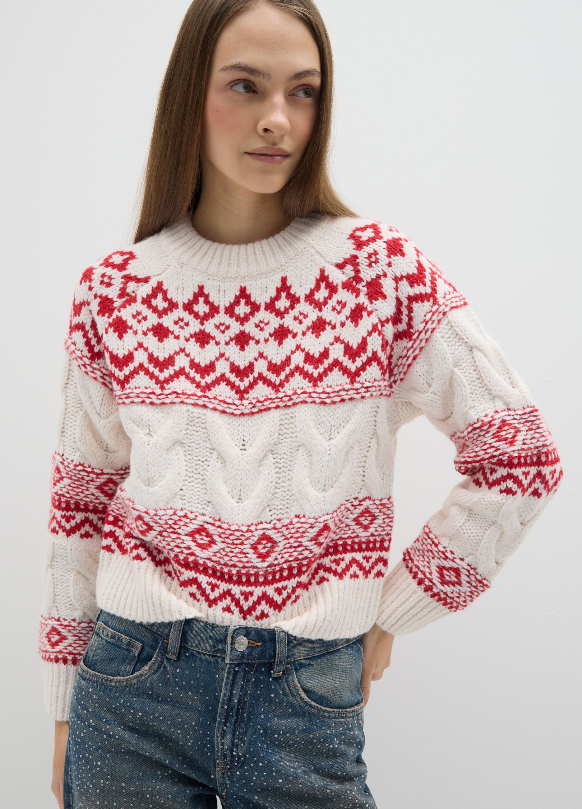 Multicolour regular fit crew neck jumper
