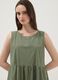 Abito verde smanicato in puro cotone con balze regular fit_2