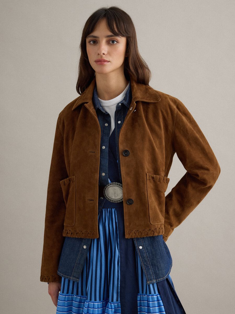 Blazer in vera pelle marrone regular fit_1