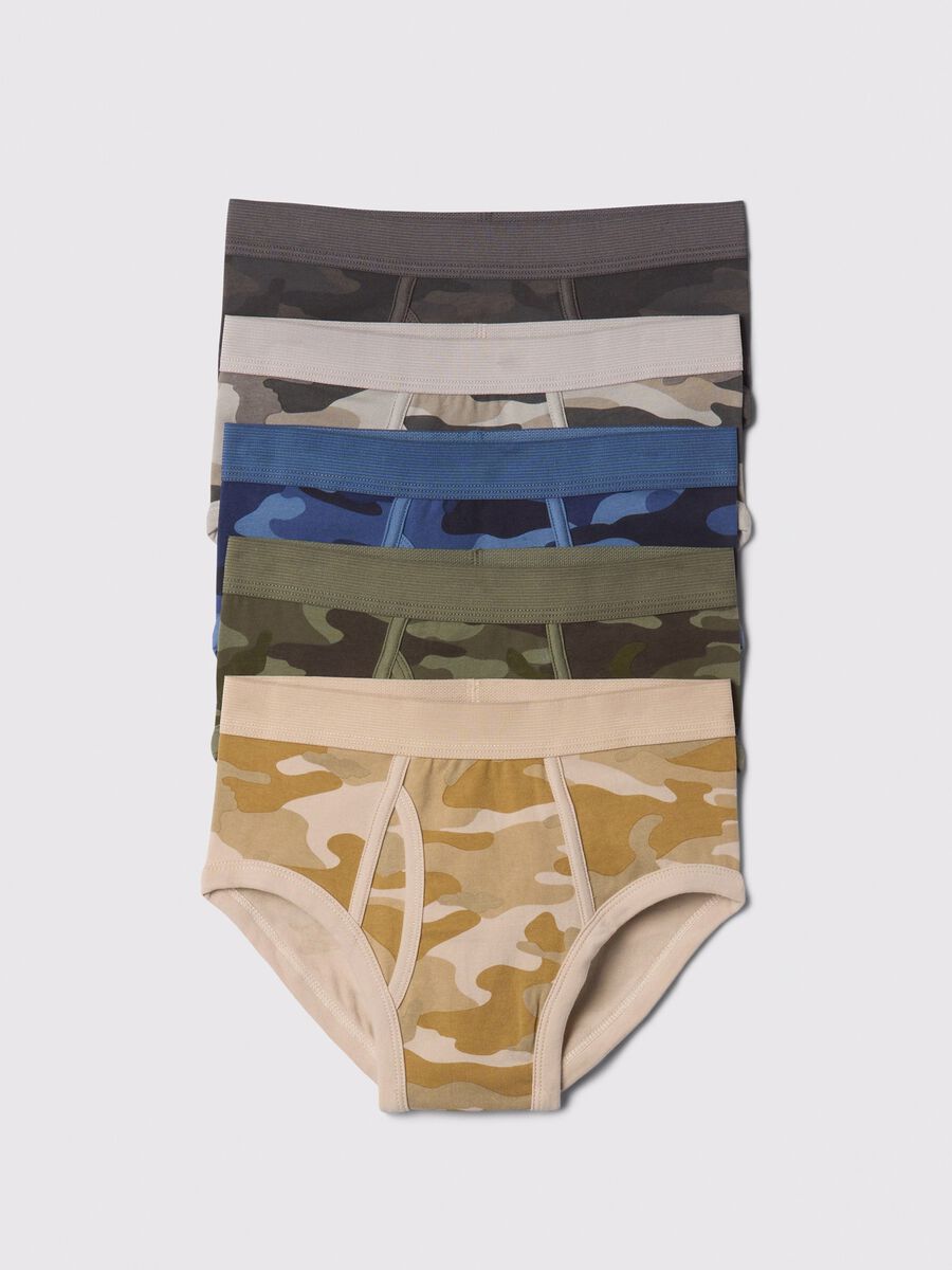 Five-pack green and beige camouflage briefs_0
