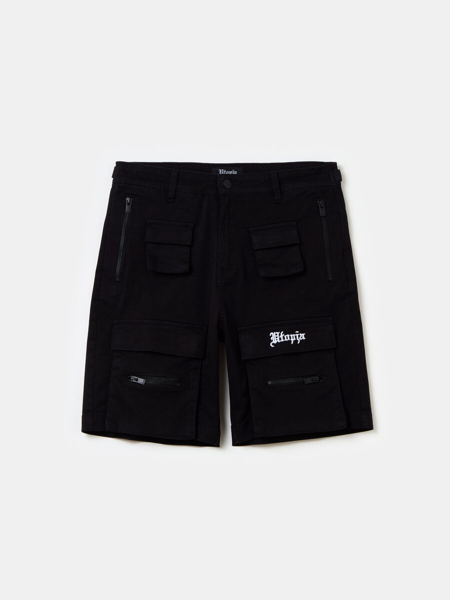 UTOPJA FOR THE SEA BEYOND cargo Bermuda shorts with logo embroidery_5