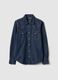 Regular fit blue denim pure cotton shirt_4