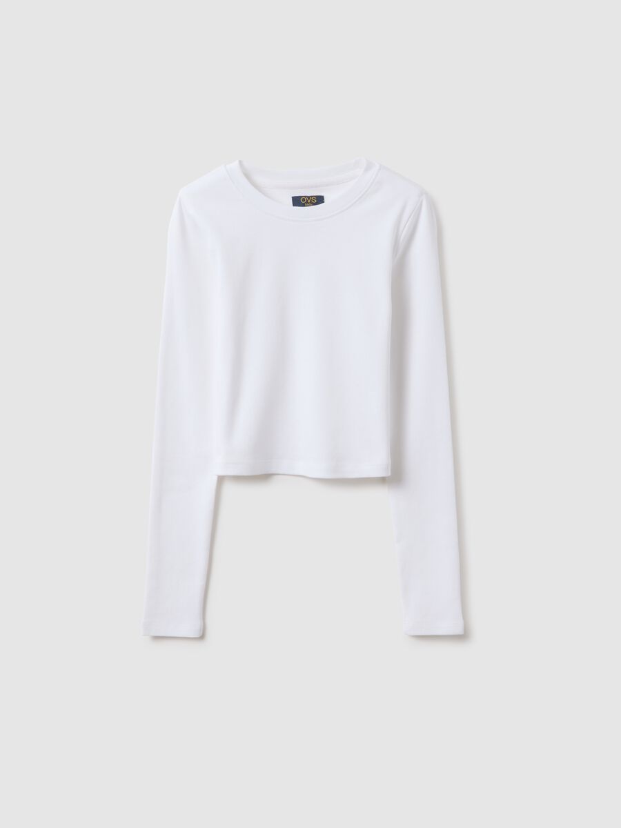 T-shirt in cotone elasticizzato bianca da ragazza slim fit_3