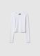 Girls' white slim fit stretch cotton T-shirt_3