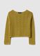Pure cotton yellow jumper regular fit with perforated pattern_4