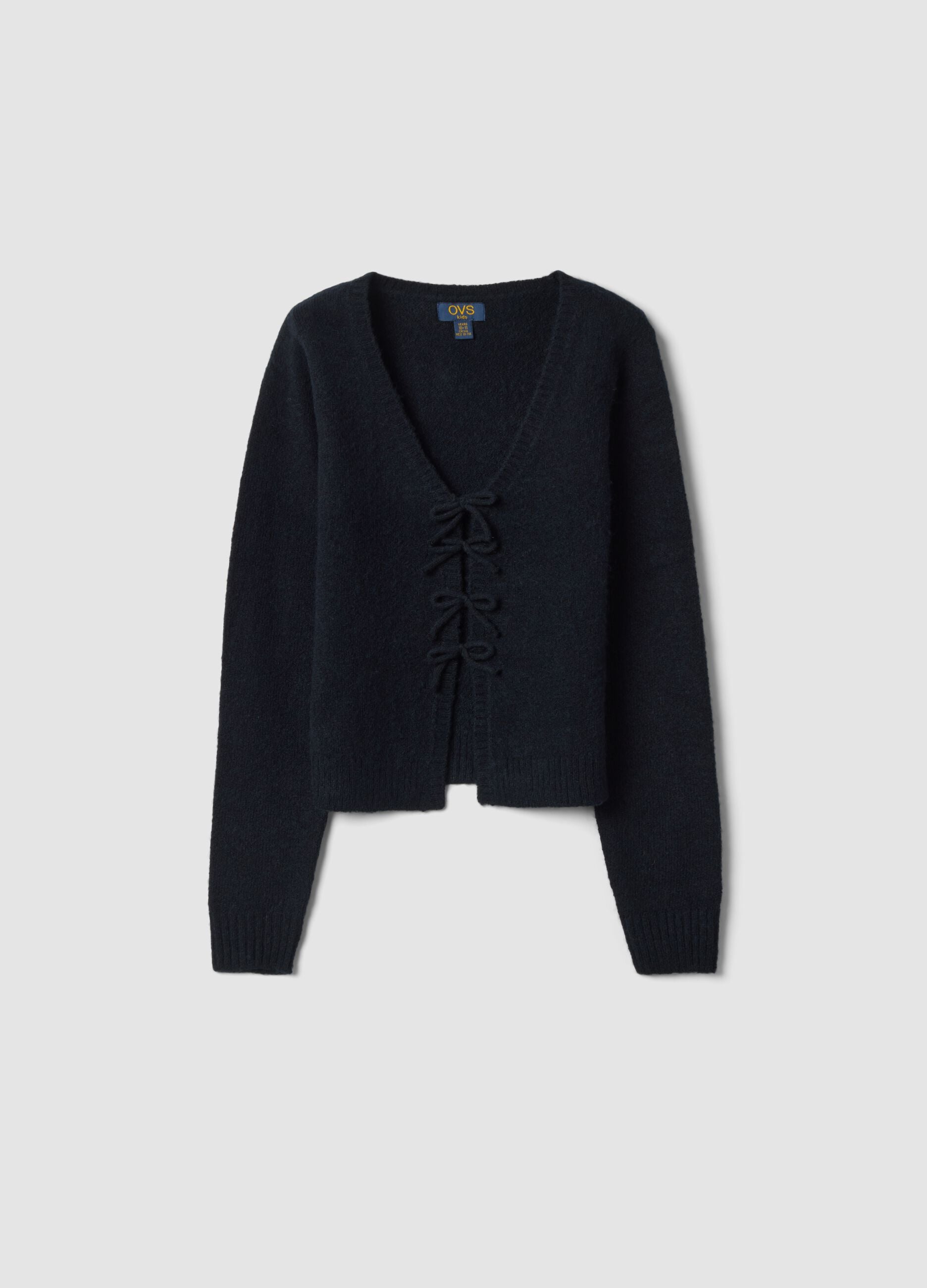 Black stretch wool cardigan, regular fit