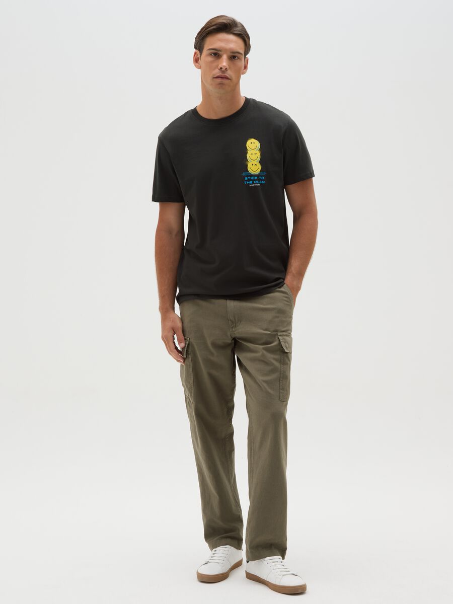 Men's regular fit black pure cotton T-shirt with print_2