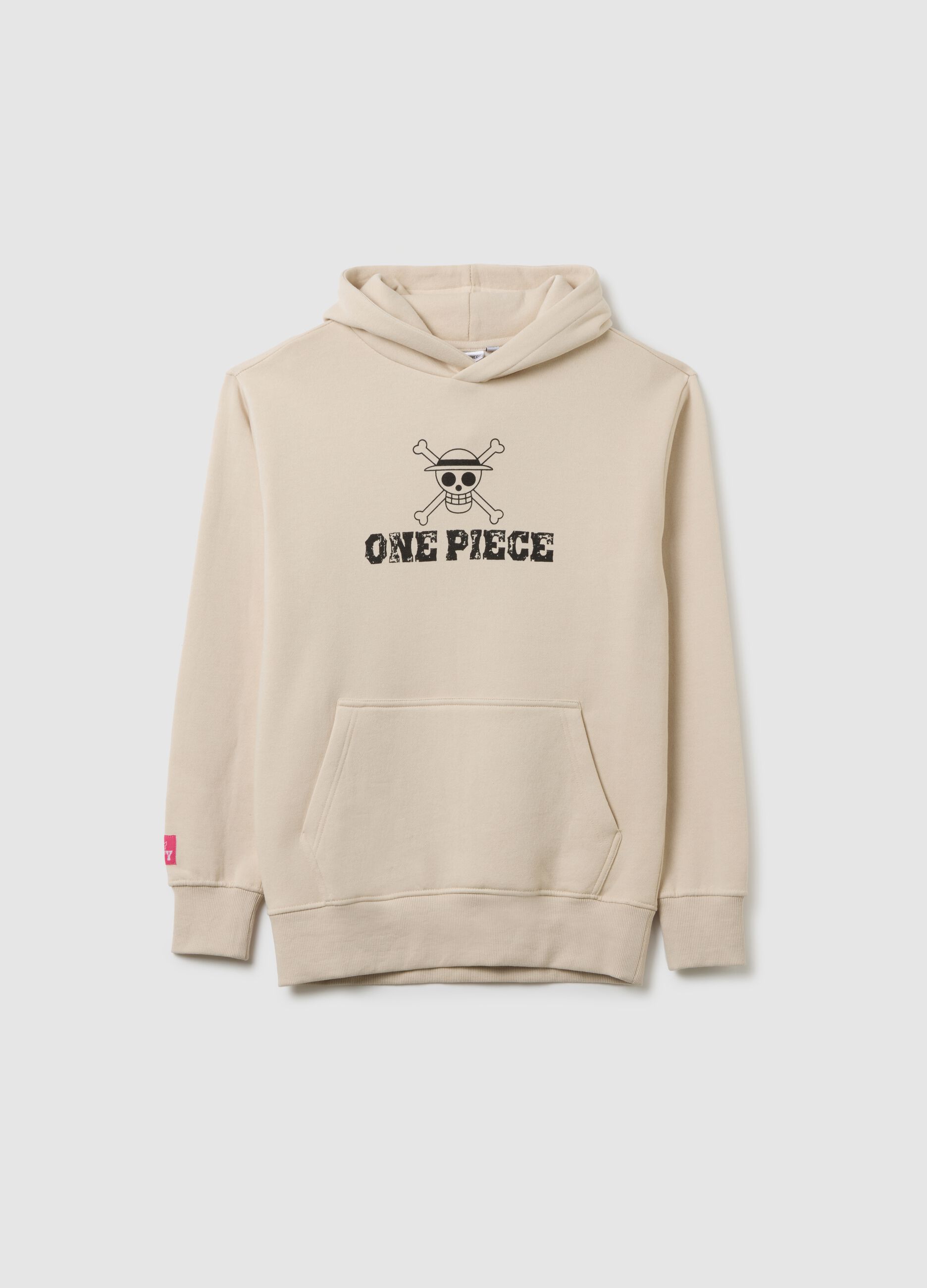 Children's beige cotton-blend sweatshirt with One Piece logo
