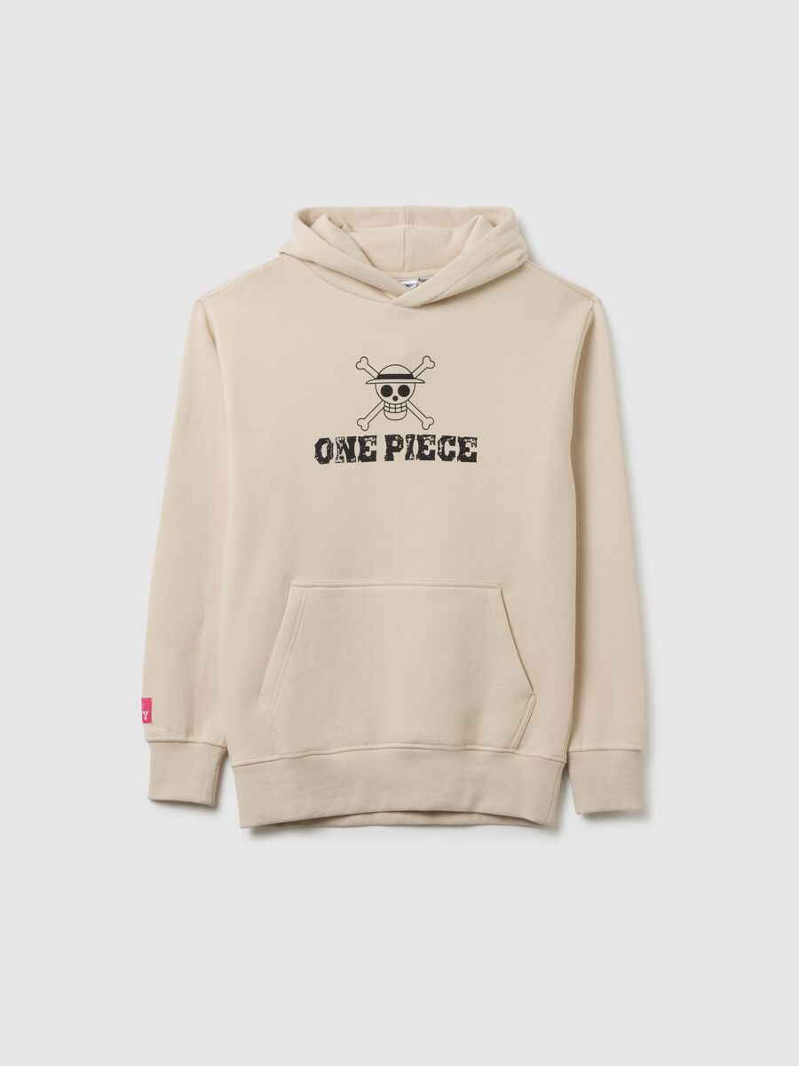 Children's beige cotton-blend sweatshirt with One Piece logo_0