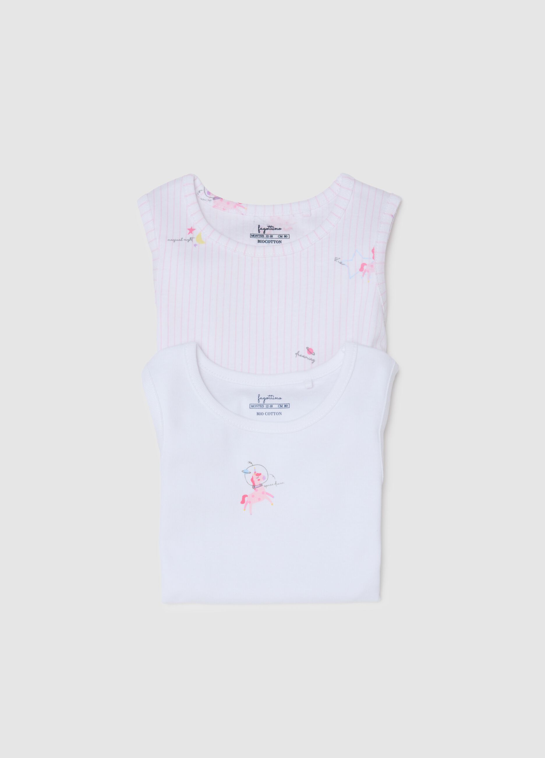 Bipack of multicolour pure cotton baby bodysuits