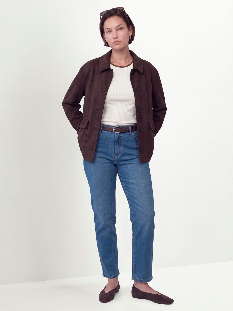 Jeans denim blu in cotone elasticizzato slim fit_0