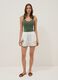 White pure cotton beach shorts with embroidery_0