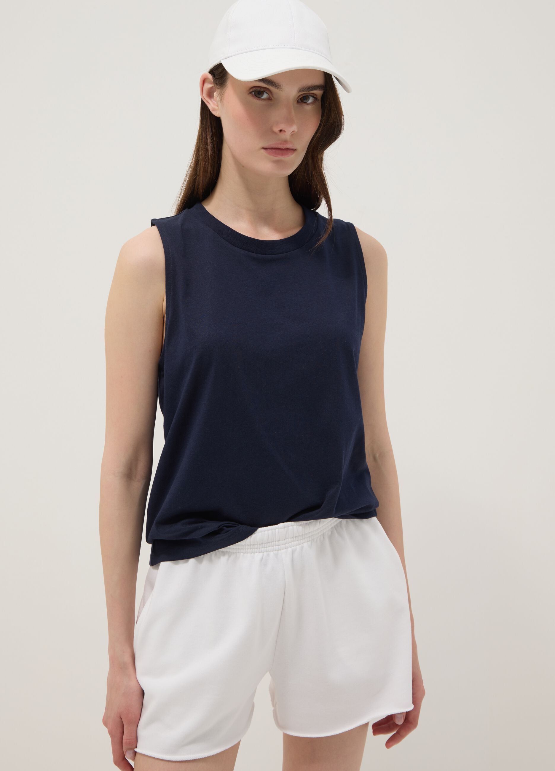 Blue pure cotton tank top