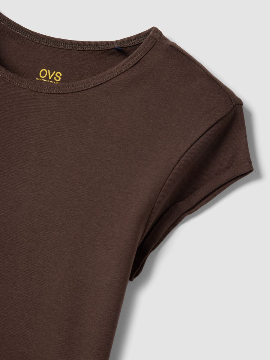Regular fit brown short-sleeve pure cotton t-shirt_5