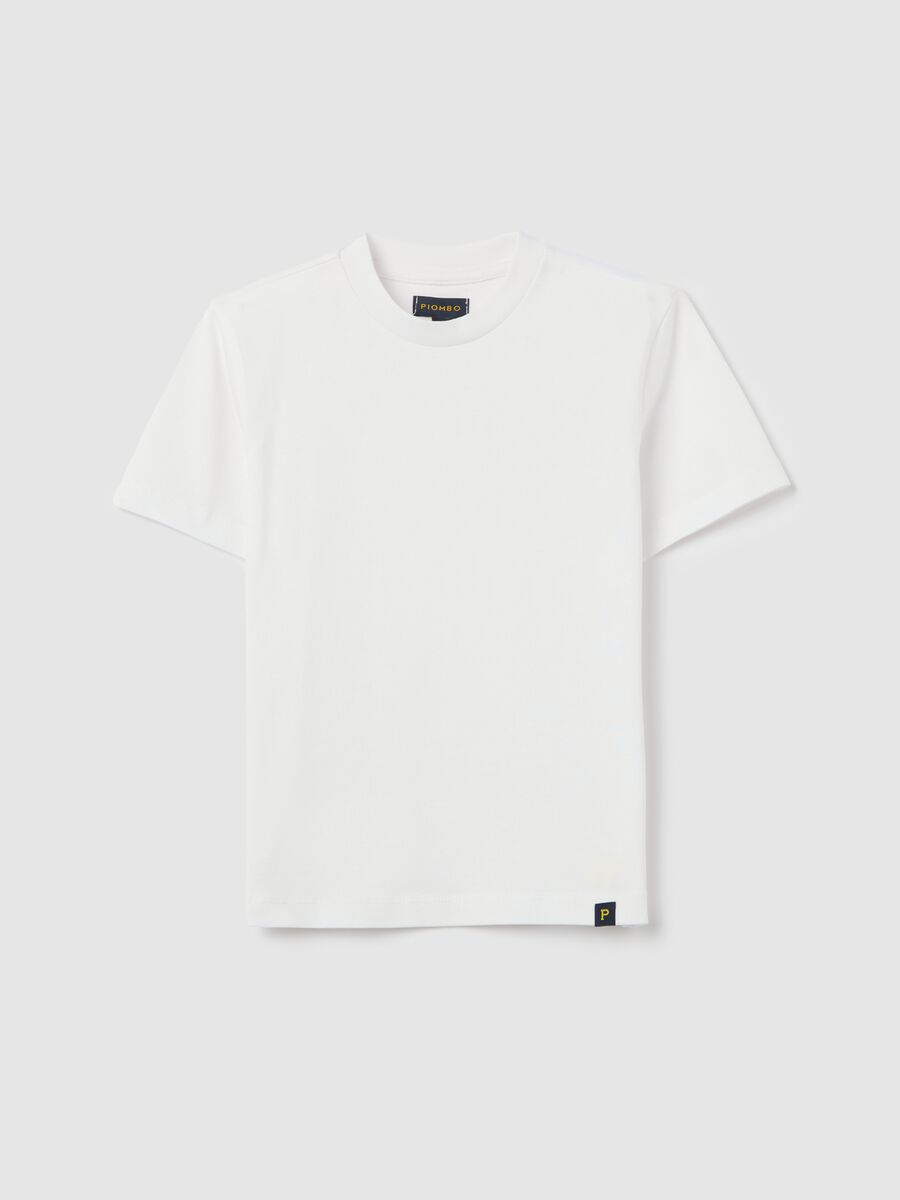 White cotton T-shirt with round neck_3
