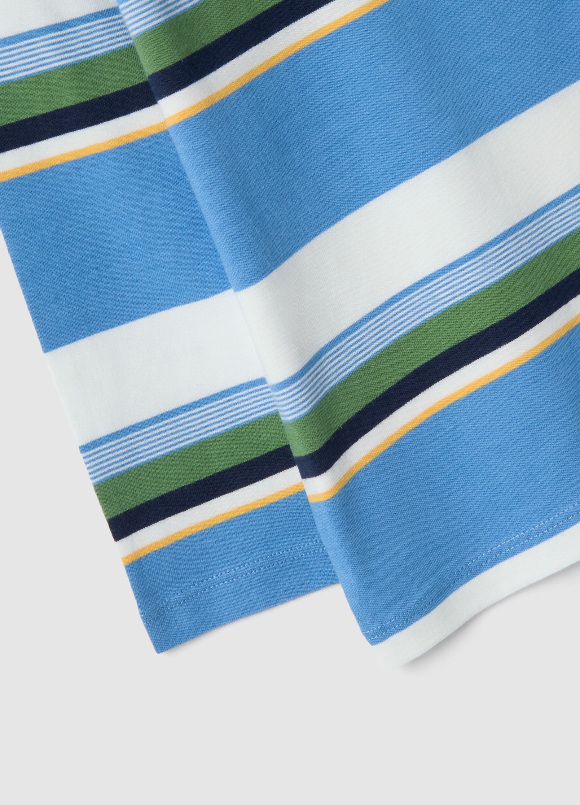 Boys&rsquo; pure cotton multicolour striped T-shirt, regular fit