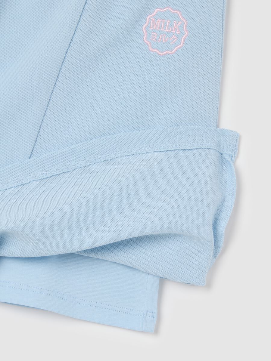 Women's blue pure cotton short skirt regular fit with pleats_1