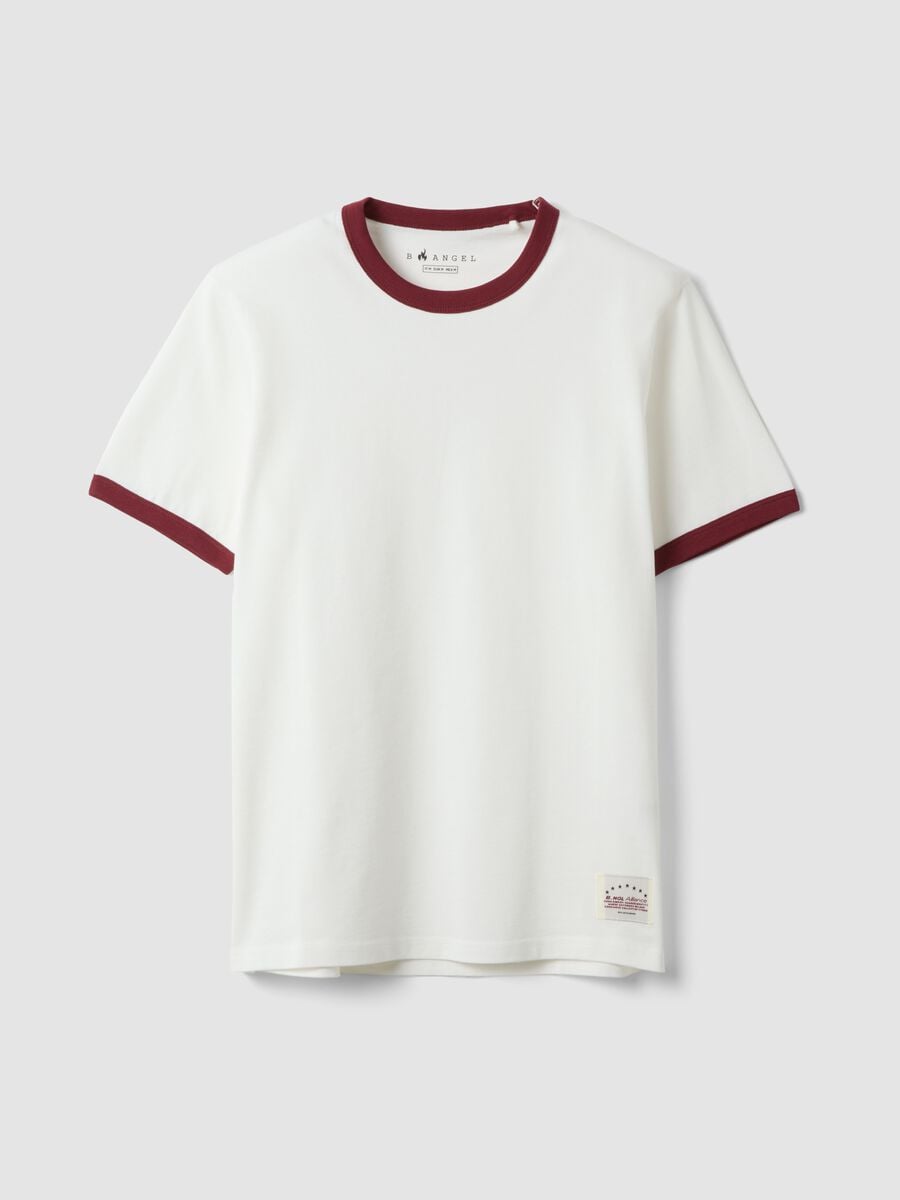 T-shirt bianca in puro cotone con girocollo fitted_3