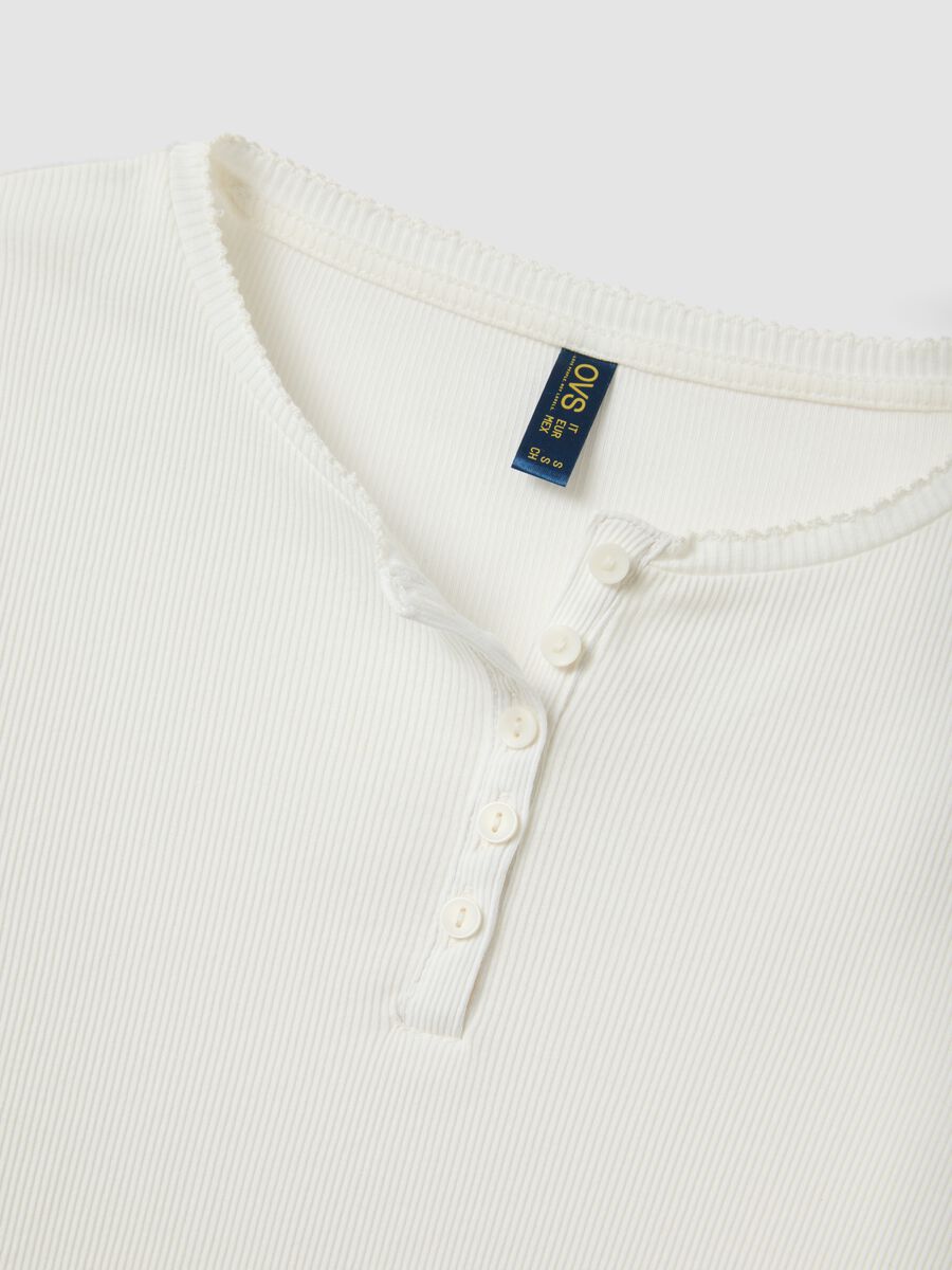 White organic cotton pyjama top with grandad collar_5