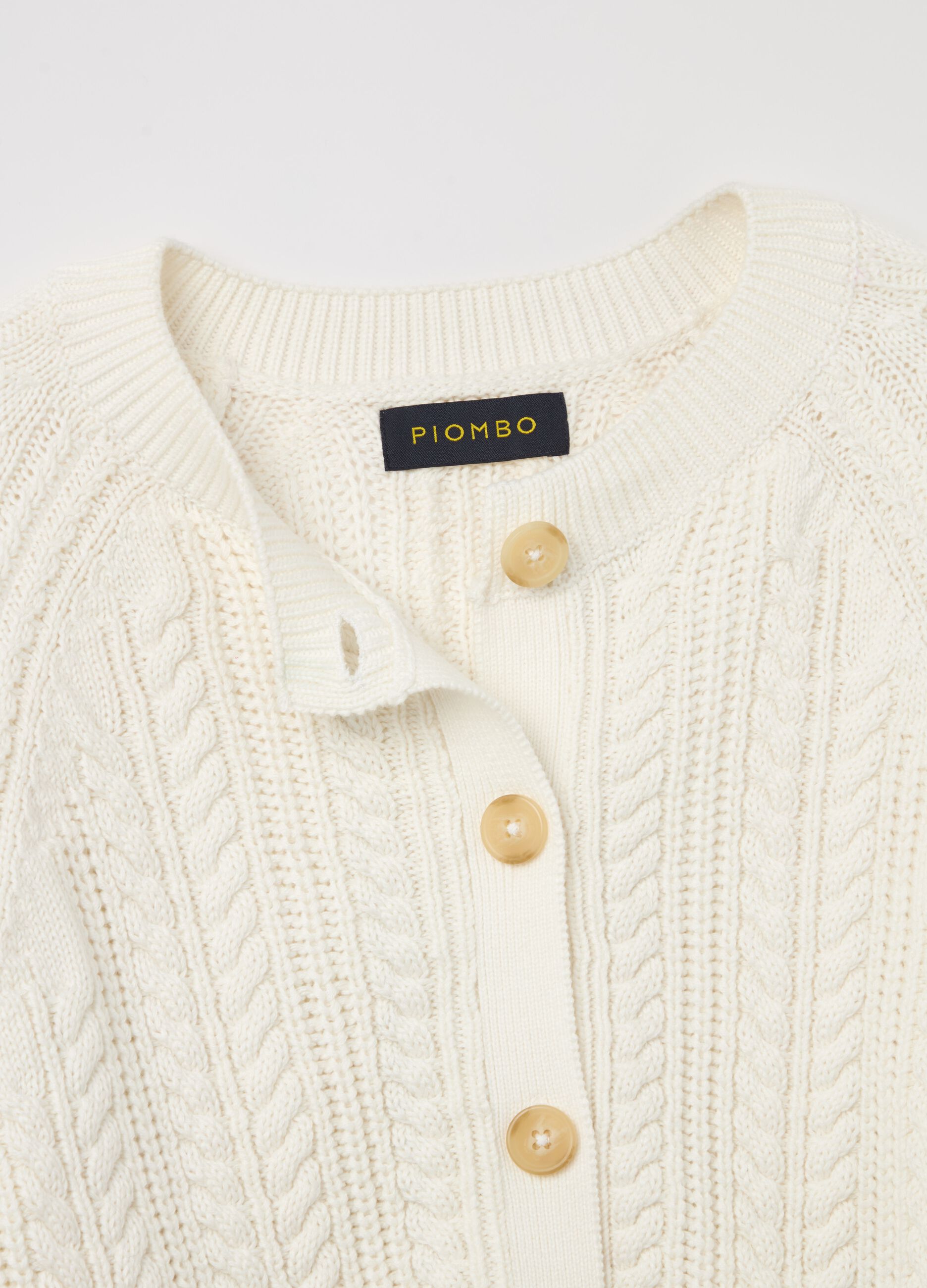 Cotton cardigan with cable-knit weave