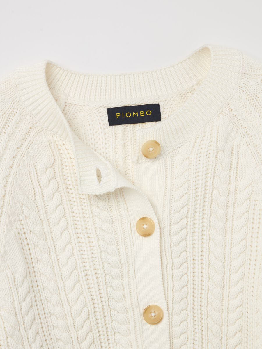 Cotton cardigan with cable-knit weave_5