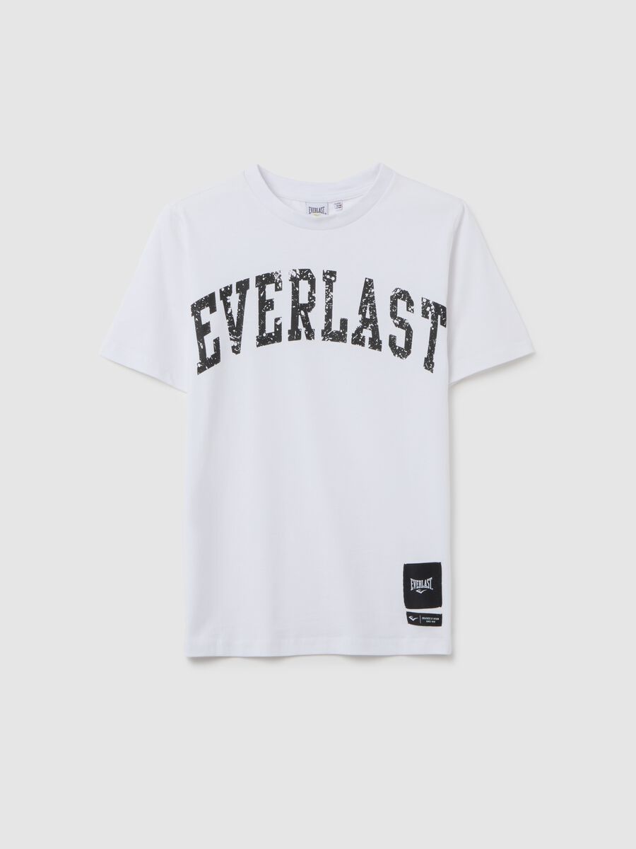 T-shirt da ragazzo in puro cotone bianca con logo_0