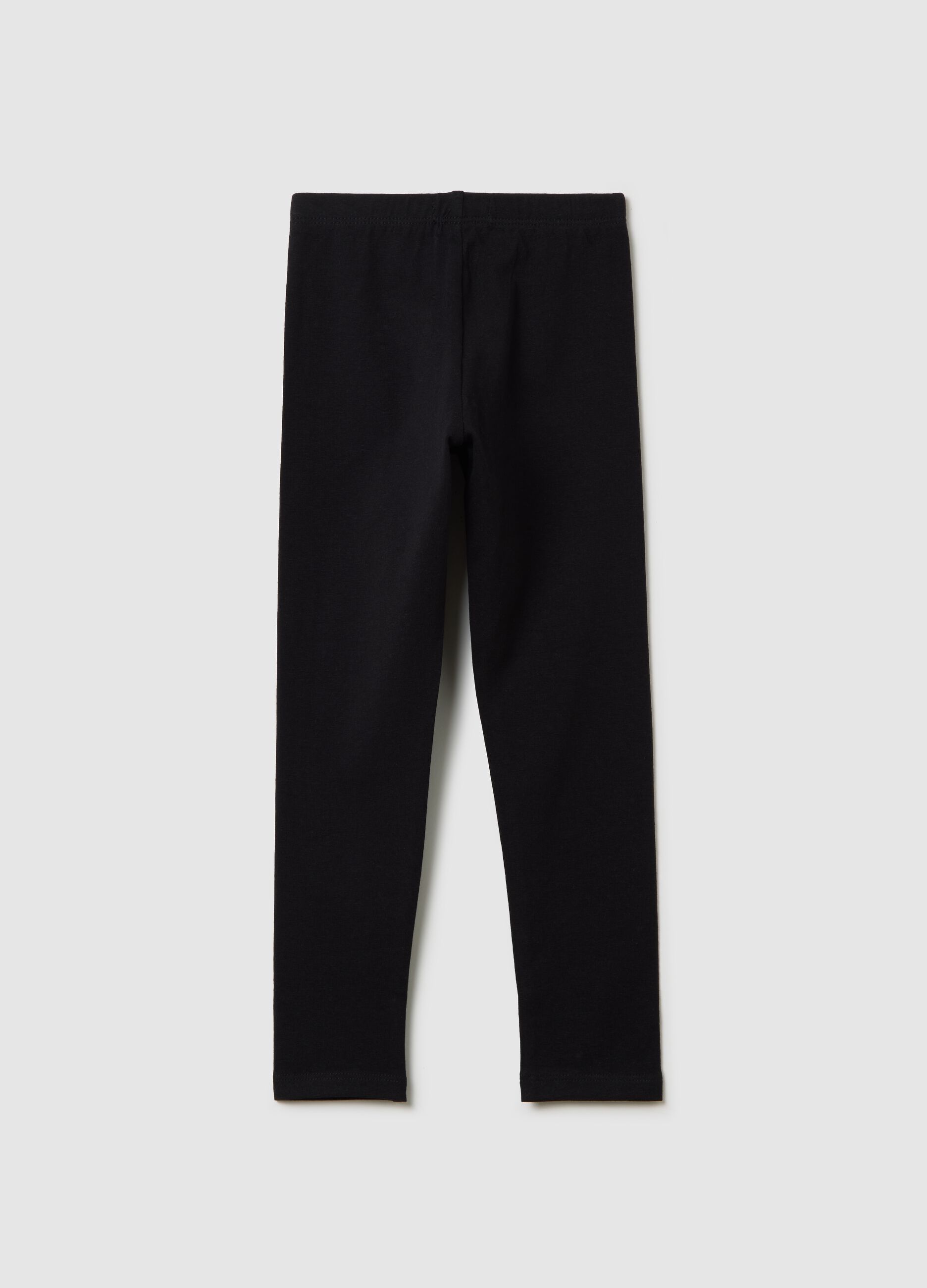 Black leggings in stretch cotton with diamantés