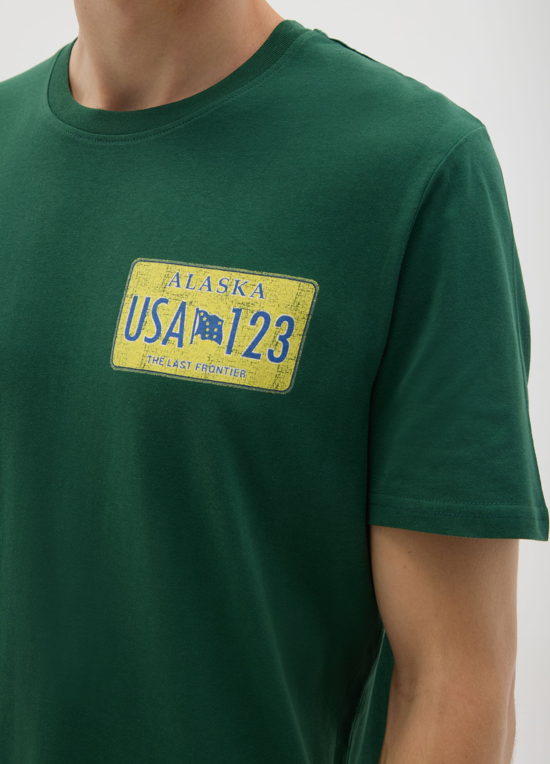 Green pure cotton T-shirt regular fit