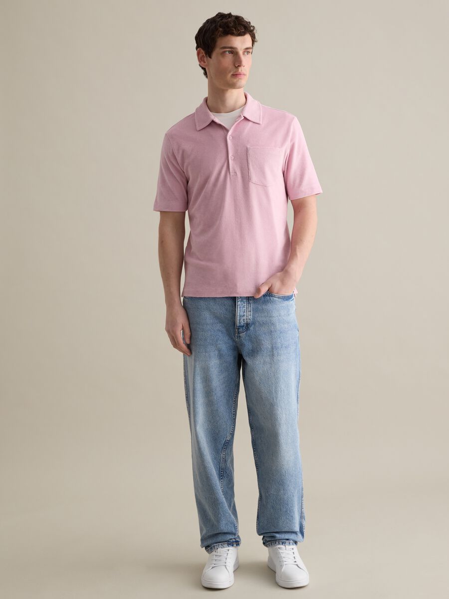 Short Sleeve Polo in Pink Cotton Blend_1