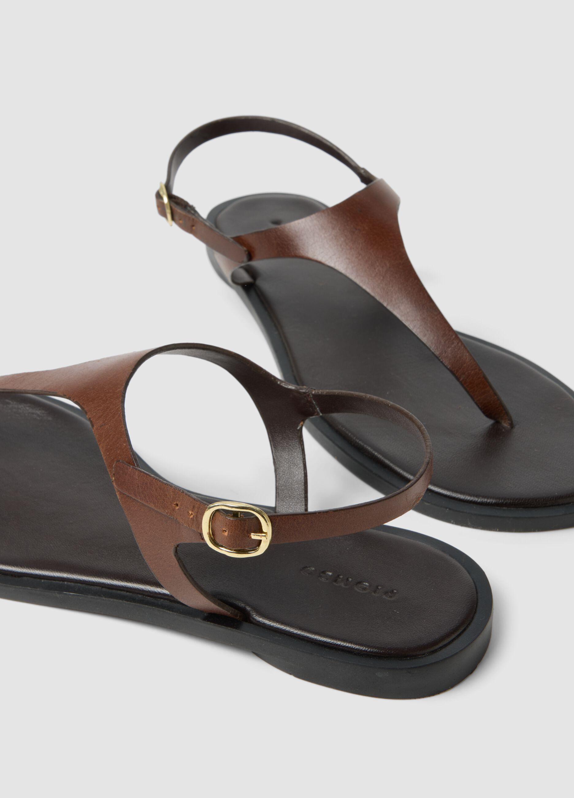 Brown genuine leather sandals