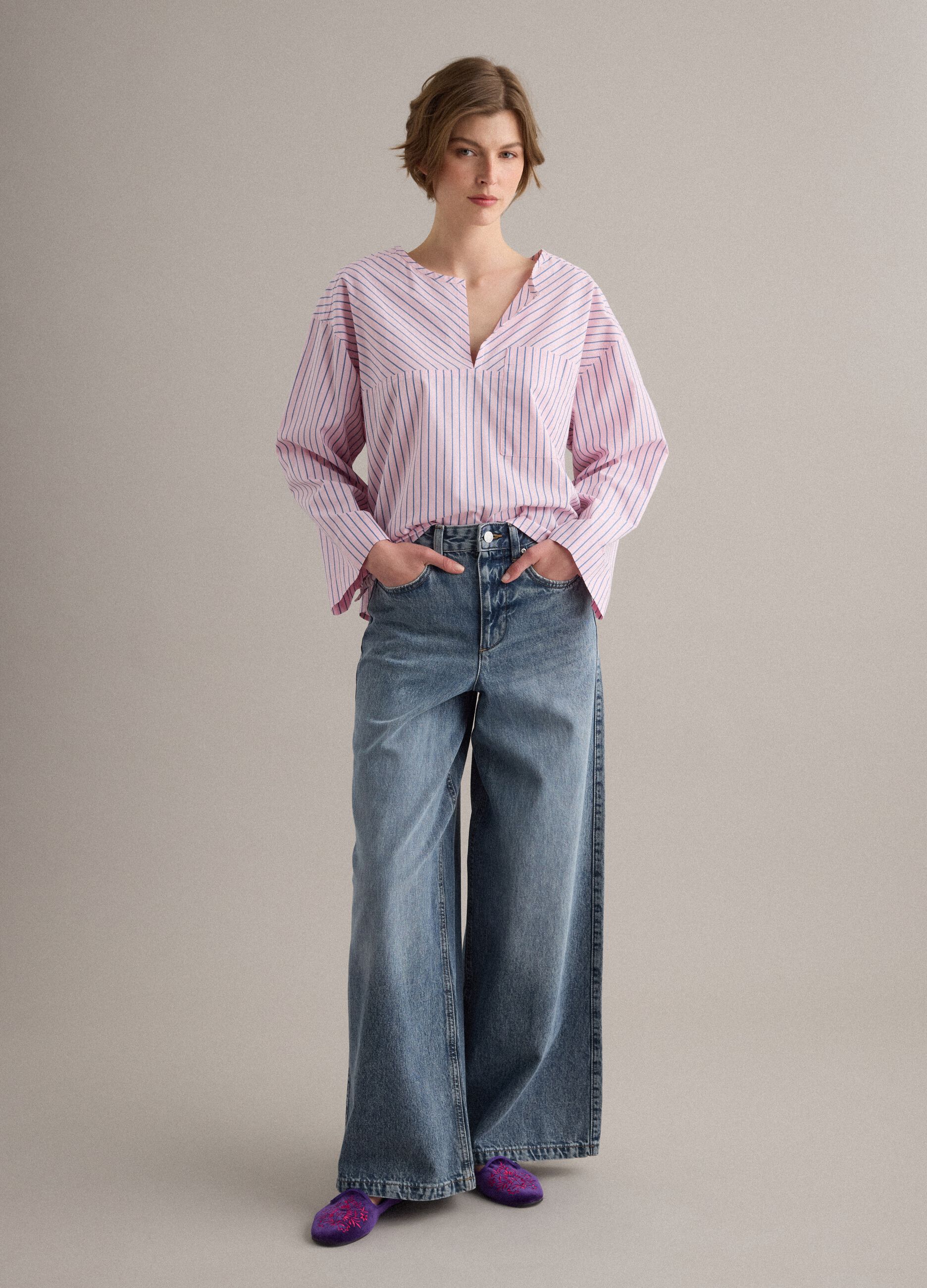Regular-fit multicolour striped pure cotton shirt with chest pocket